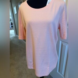 L.L. Bean Blush Pink Elbow Short Sleeve Top NWT